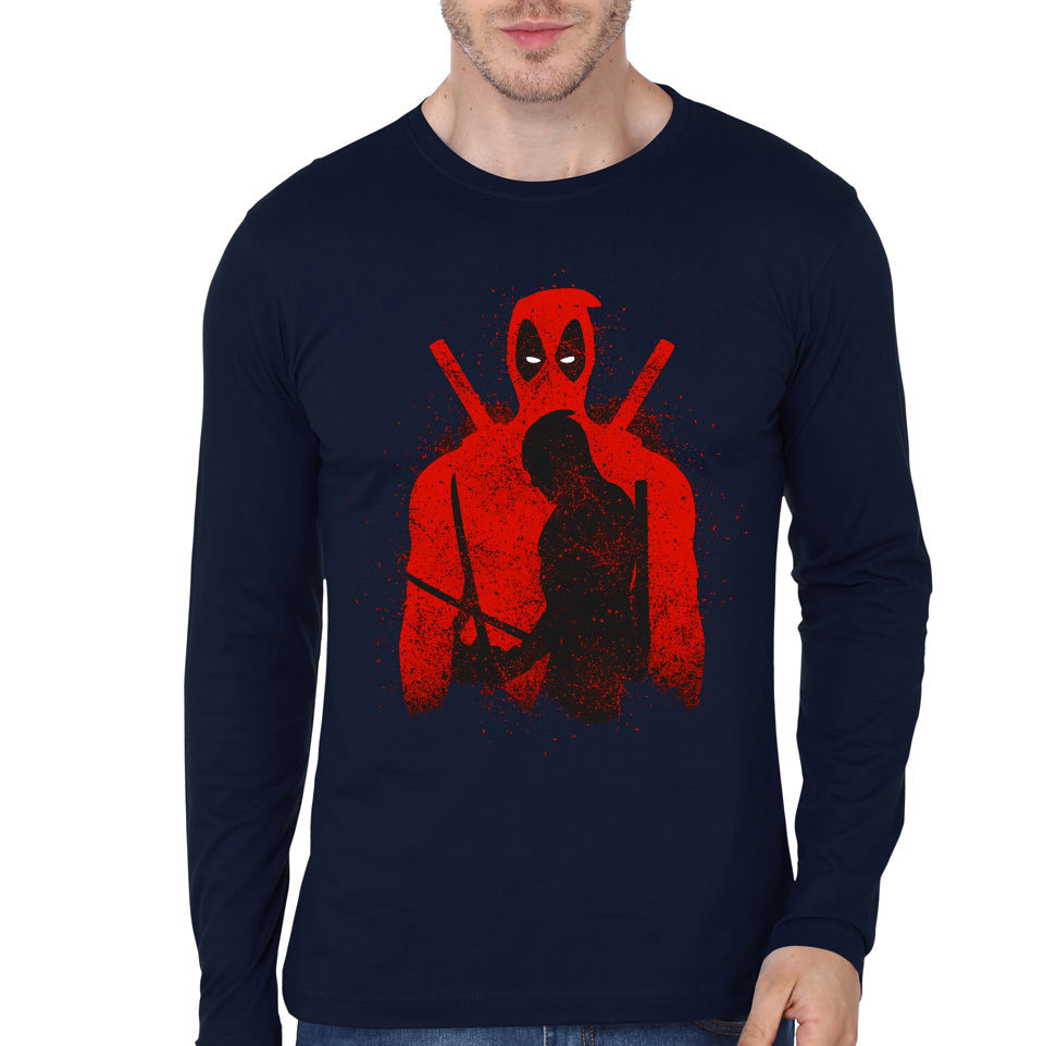 Deadpool Navy Blue Full Sleeve T-Shirts, Hoodie, Sweatshirt - T-Shirt, Sweatshirt, Hoodie