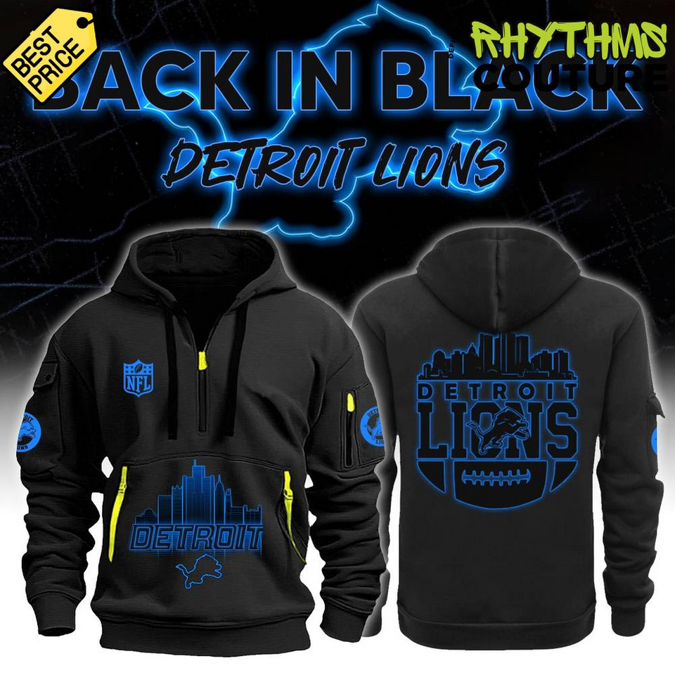 Detroit Lions Back In Black Special Edition Quarter Zip Hoodie Unisex T-shirt, Sweatshirt, Hoodie, Long Sleeve Tee - T-Shirt, Sweatshirt, Hoodie