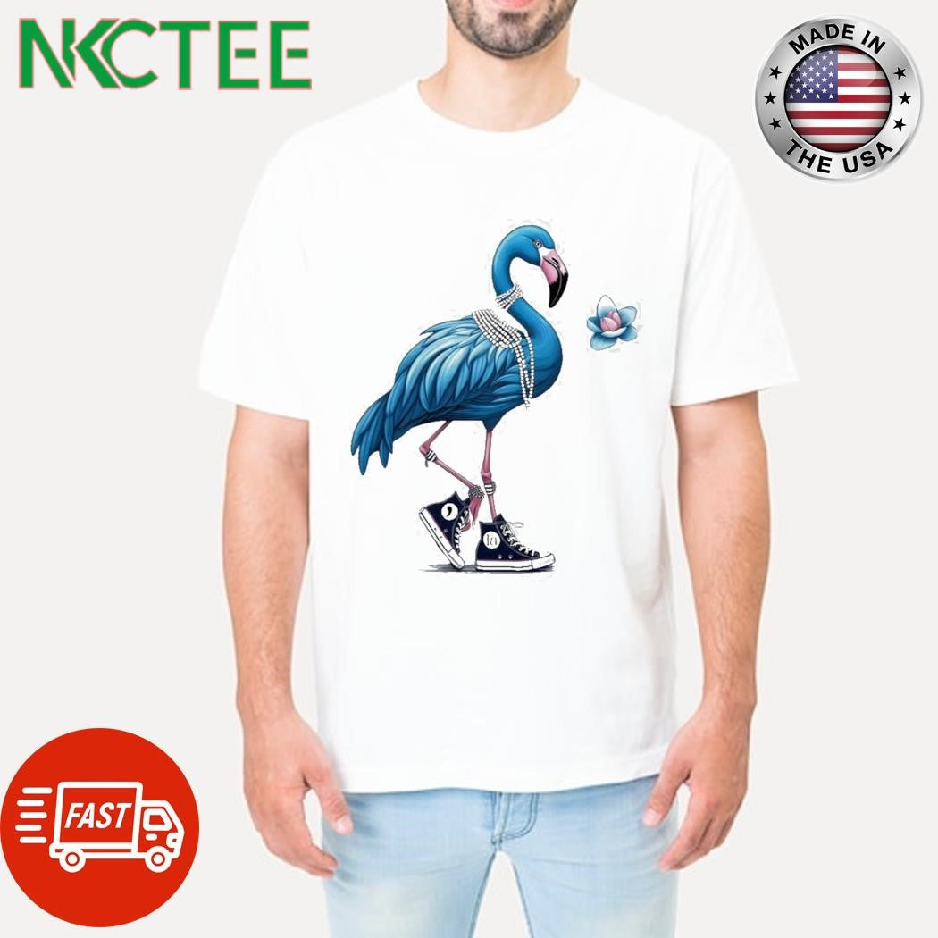 Womens Pearl Necklace Canvas Shoes Flamingo Print T-Shirt Unisex T-shirt, Sweatshirt, Hoodie, Long Sleeve Tee - T-Shirt, Sweatshirt, Hoodie