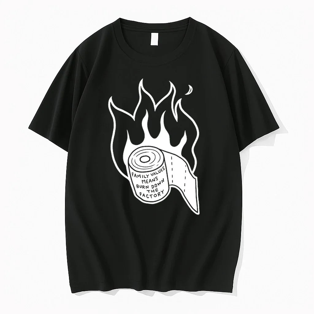 Family Values Means Burn Down Factory Fire 0 Tshirts Sweater Unisex T-shirt, Sweatshirt, Hoodie, Long Sleeve Tee - T-Shirt, Sweatshirt, Hoodie