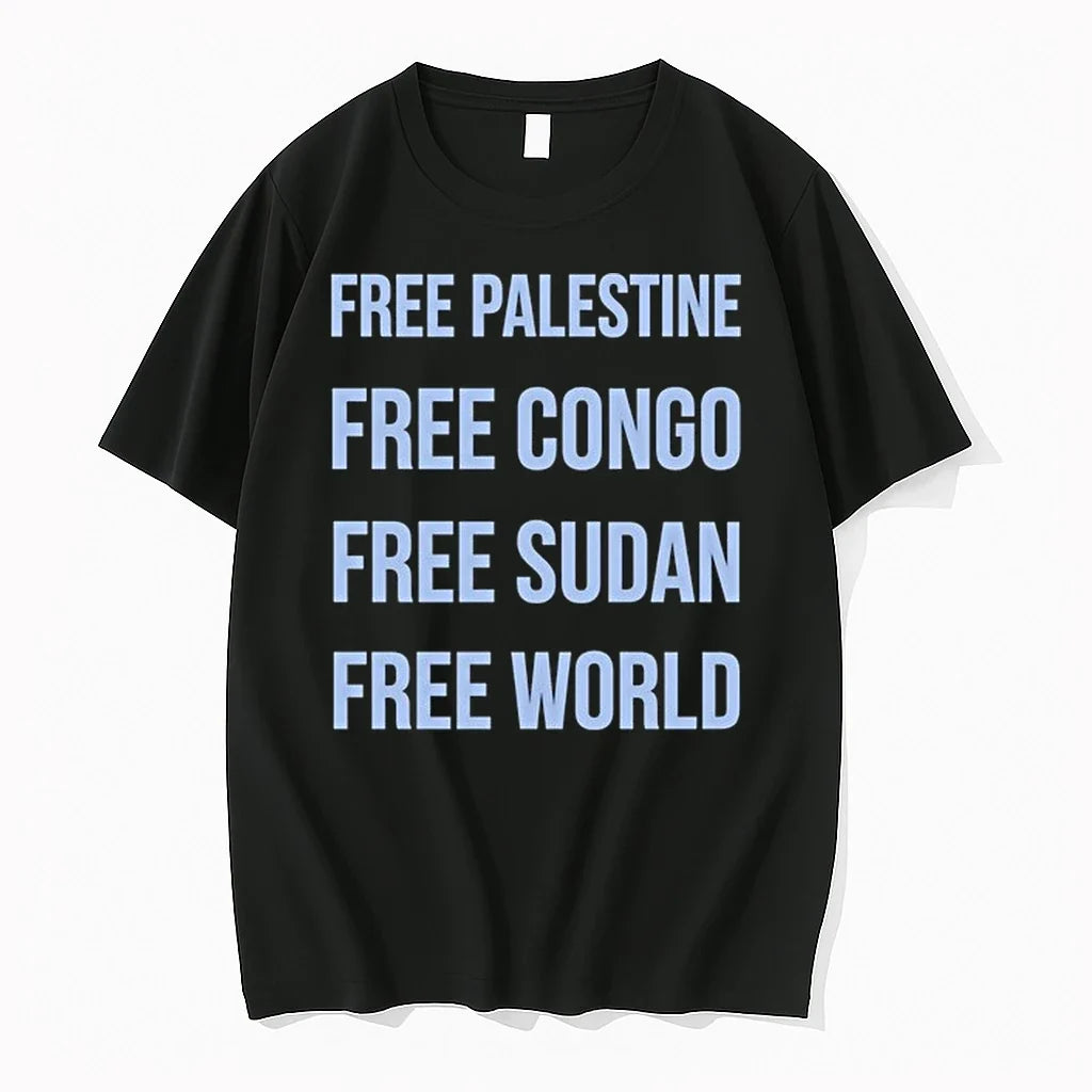 Free Palestine Free Congo Free Sudan Free World 0 Tshirts Sweater Unisex T-shirt, Sweatshirt, Hoodie, Long Sleeve Tee - T-Shirt, Sweatshirt, Hoodie