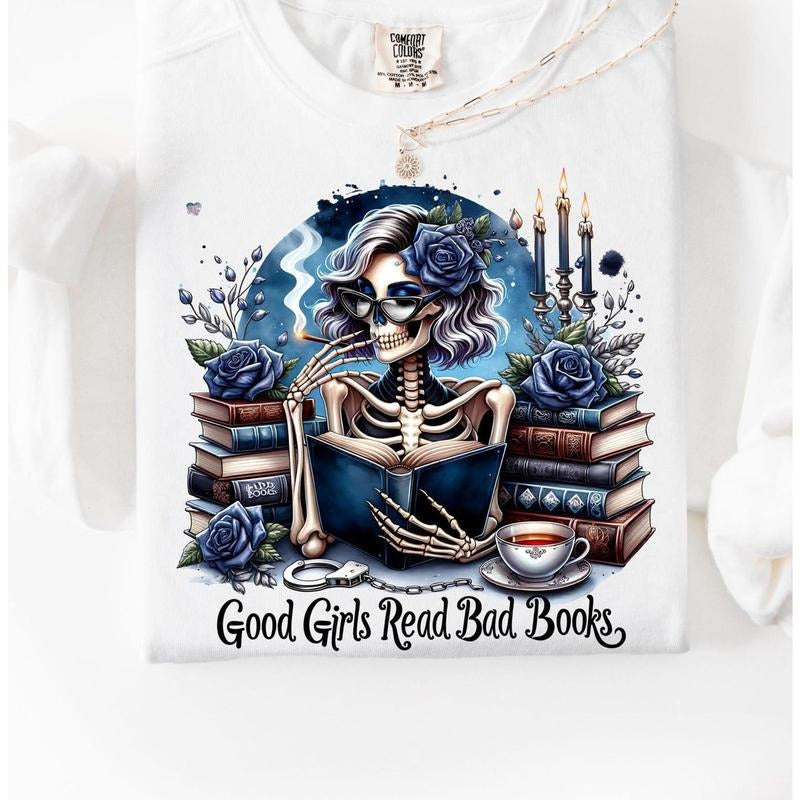 Good Read Bad Books Shirt Love Read Spicy Smut Books Booktok Shirt Spicy Book Club Clipart Sarcastic Skeleton Goth Skull Digital T-Shirts, Hoodie, Sweatshirt - T-Shirt, Sweatshirt, Hoodie