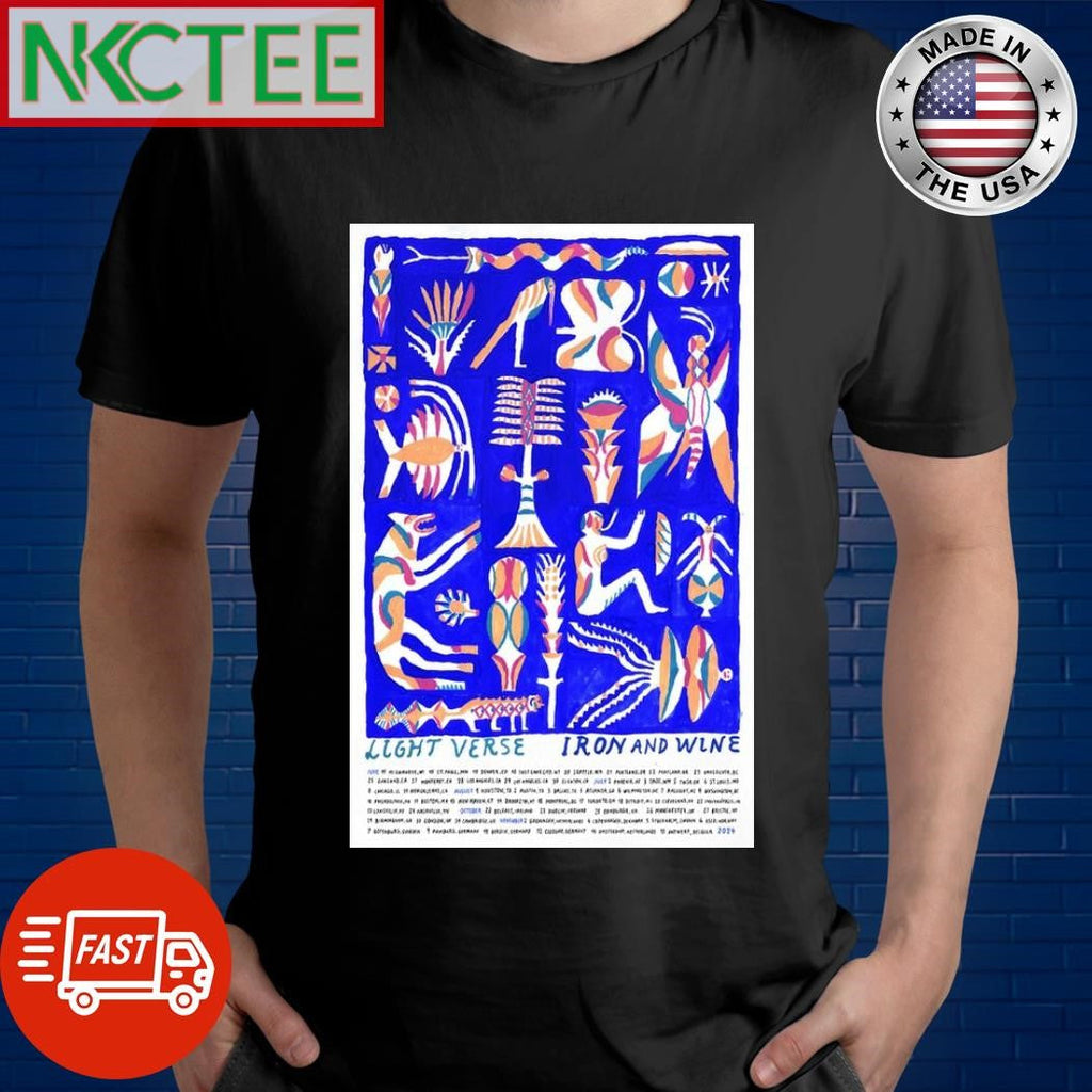 Iron &amp; Wine Light Verse 2024 Tour in Indianapolis Poster Shirt Unisex T-shirt, Sweatshirt, Hoodie, Long Sleeve Tee - T-Shirt, Sweatshirt, Hoodie