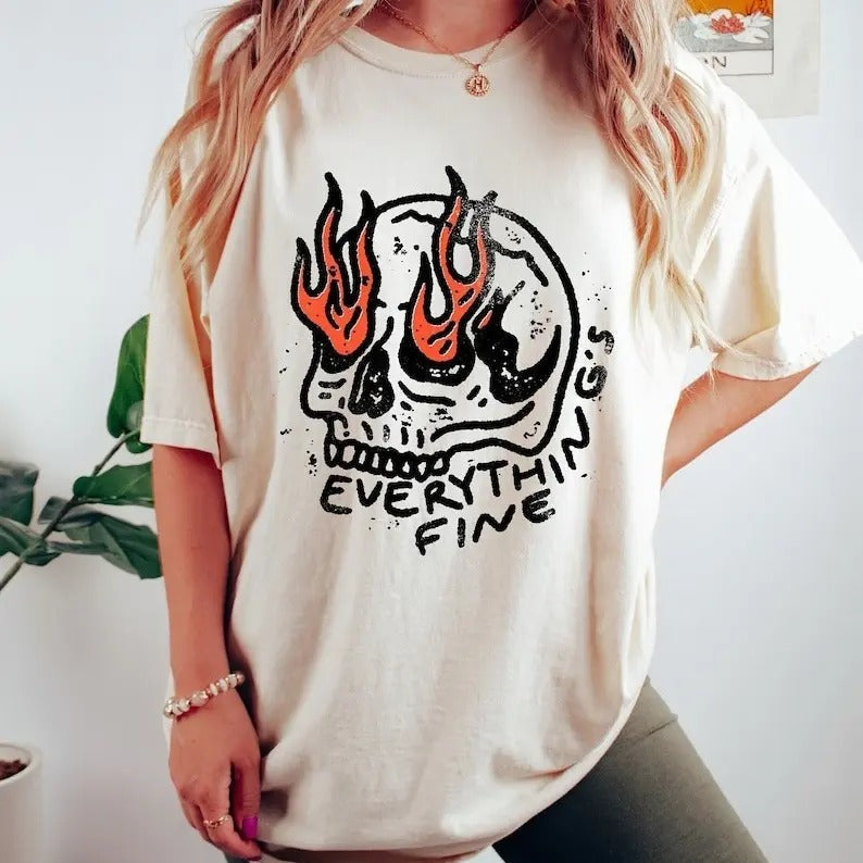 Halloween Party Horror Movie Shirt Halloween Everything Is Fine Skeleton Vintage Funny Skeleton Shirt 'S Fine I'M Fine Everything Is Fine T-Shirts, Hoodie, Sweatshirt - T-Shirt, Sweatshirt, Hoodie