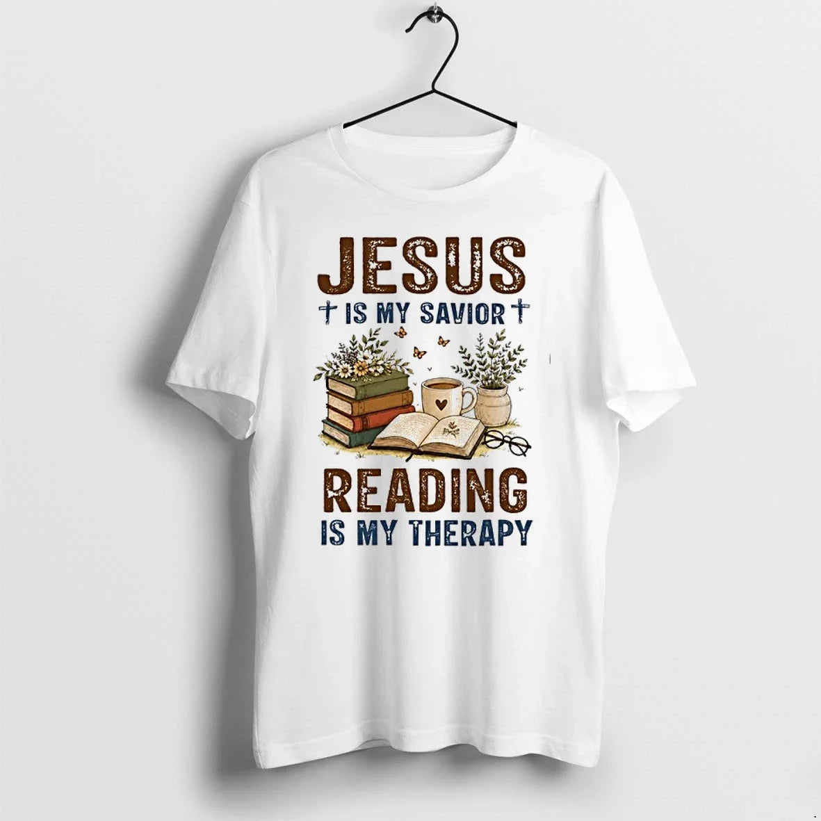 Jesus Is My Savior Book Reading Is My Therapy 0 Tshirts Sweater Unisex T-shirt, Sweatshirt, Hoodie, Long Sleeve Tee - T-Shirt, Sweatshirt, Hoodie