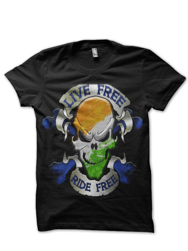 Live Free Ride Free Bike Indian Flag Skull Black T-Shirts, Hoodie, Sweatshirt - T-Shirt, Sweatshirt, Hoodie
