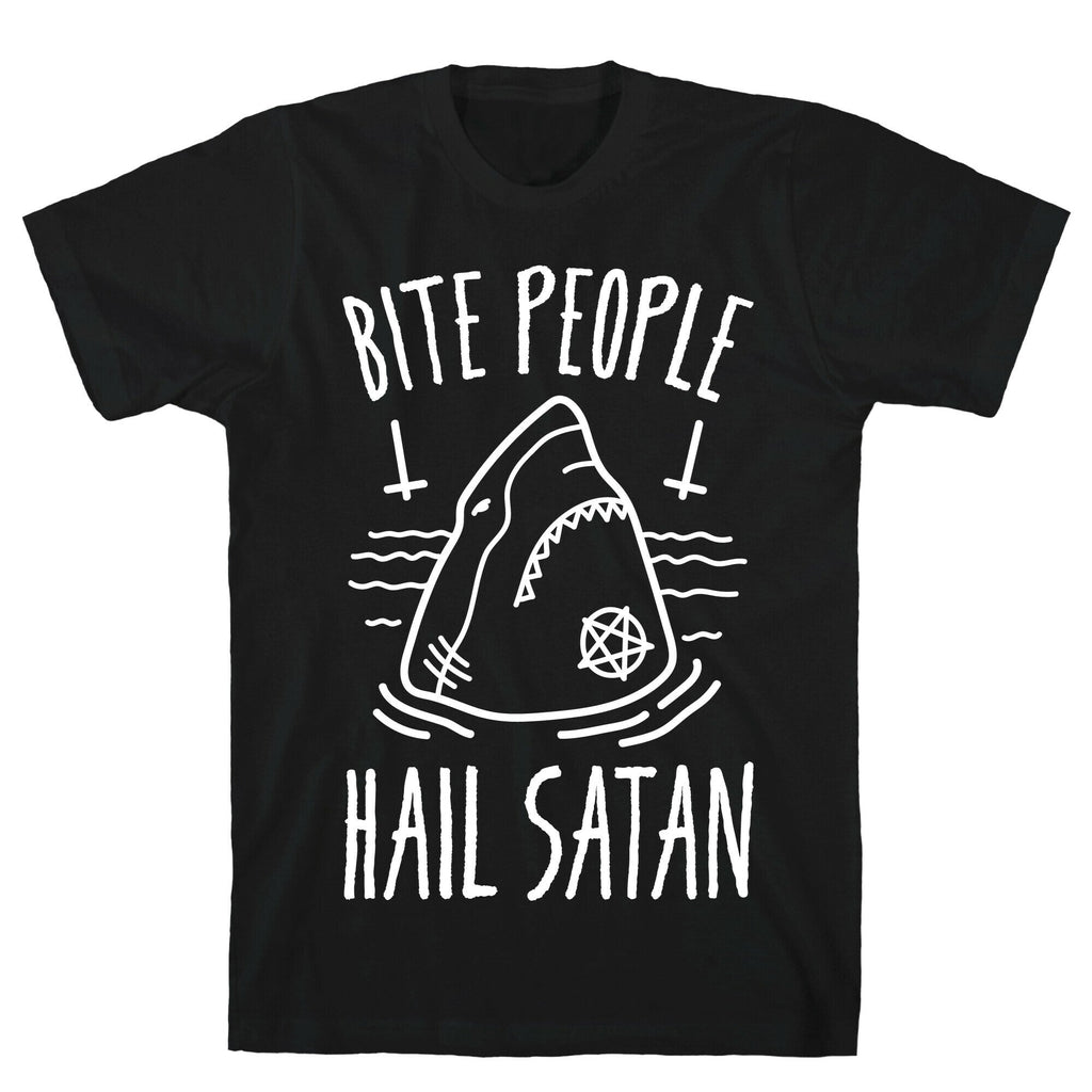 Bite People Hail Satan Shark (White) T-Shirts, Hoodie, Sweatshirt - T-Shirt, Sweatshirt, Hoodie