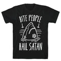Bite People Hail Satan Shark (White) T-Shirts, Hoodie, Sweatshirt - T-Shirt, Sweatshirt, Hoodie