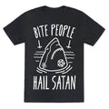 Bite People Hail Satan Shark (White) Triblend T-Shirts, Hoodie, Sweatshirt - T-Shirt, Sweatshirt, Hoodie