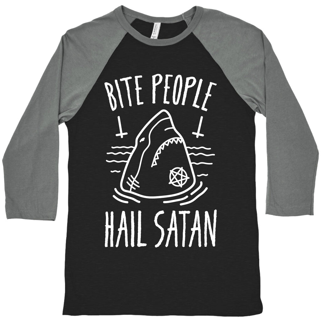 Bite People Hail Satan Shark (White) Baseball T-Shirts, Hoodie, Sweatshirt - T-Shirt, Sweatshirt, Hoodie