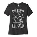 Bite People Hail Satan Shark (White) Cotton T-Shirts, Hoodie, Sweatshirt - T-Shirt, Sweatshirt, Hoodie