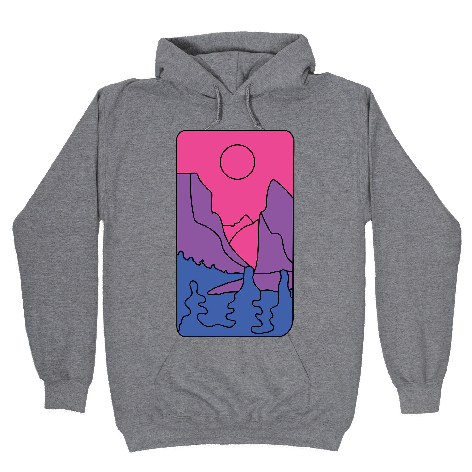 Groovy Pride Flag Landscapes: Bi Flag T-Shirts, Hoodie, Sweatshirt - T-Shirt, Sweatshirt, Hoodie