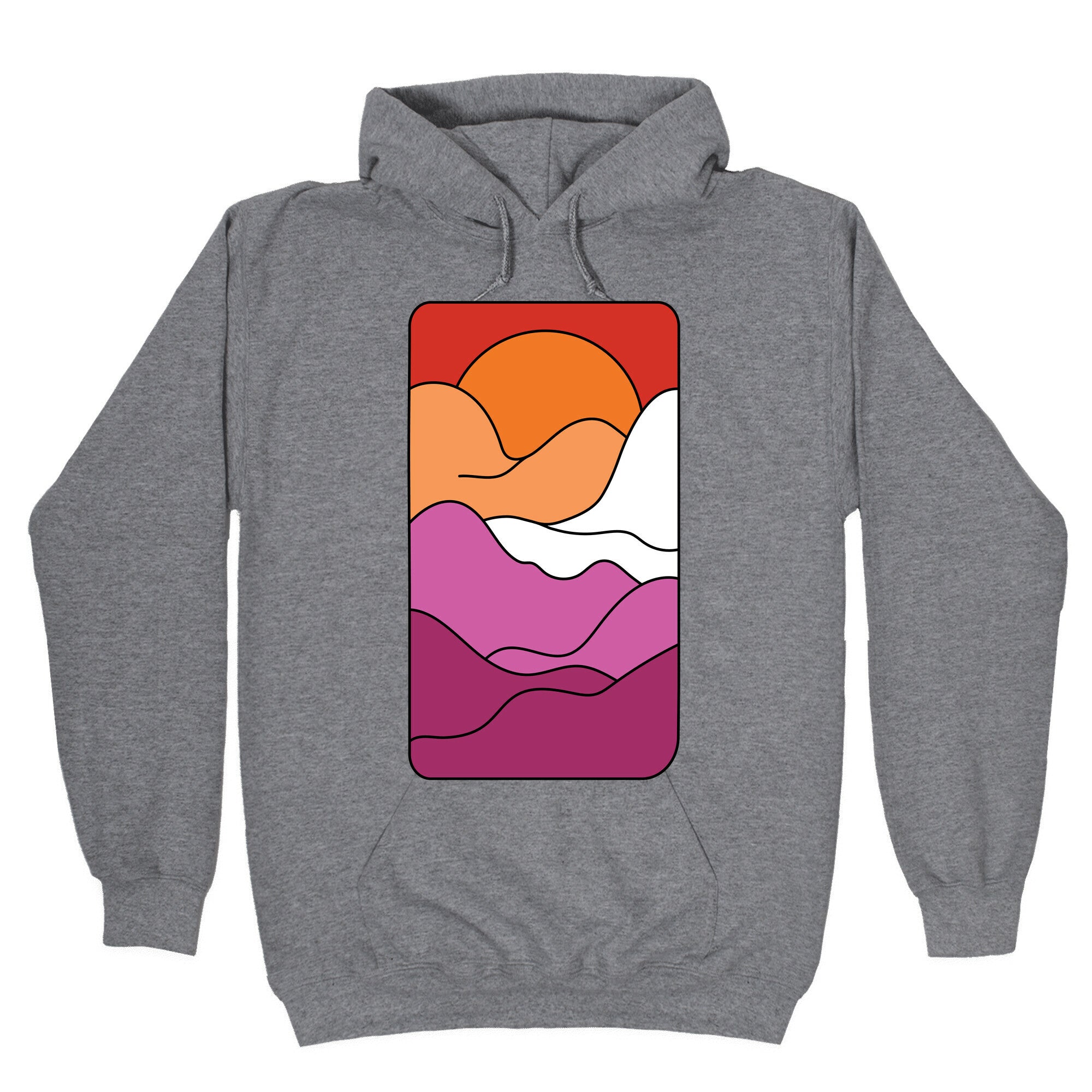 Groovy Pride Flag Landscapes: Lesbian Flag T-Shirts, Hoodie, Sweatshirt - T-Shirt, Sweatshirt, Hoodie