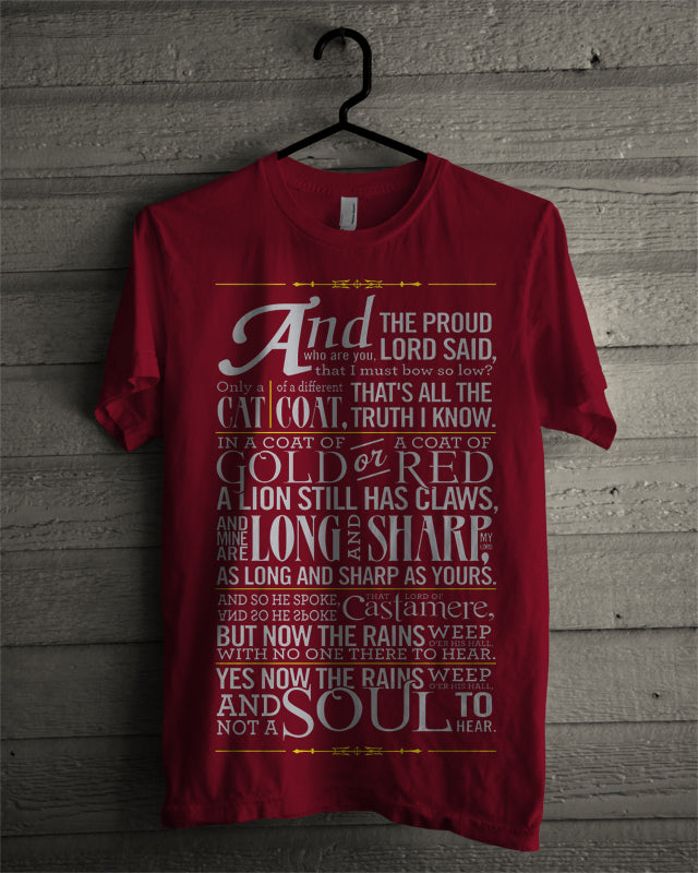 Rains Castamere Maroon T-Shirts, Hoodie, Sweatshirt - T-Shirt, Sweatshirt, Hoodie