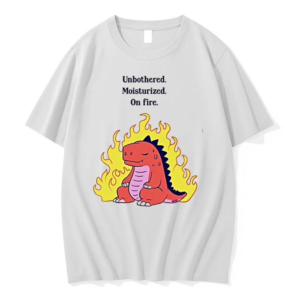 Red Dinosaur Unbothered Moisturized On Fire 0 Tshirts Sweater Unisex T-shirt, Sweatshirt, Hoodie, Long Sleeve Tee - T-Shirt, Sweatshirt, Hoodie