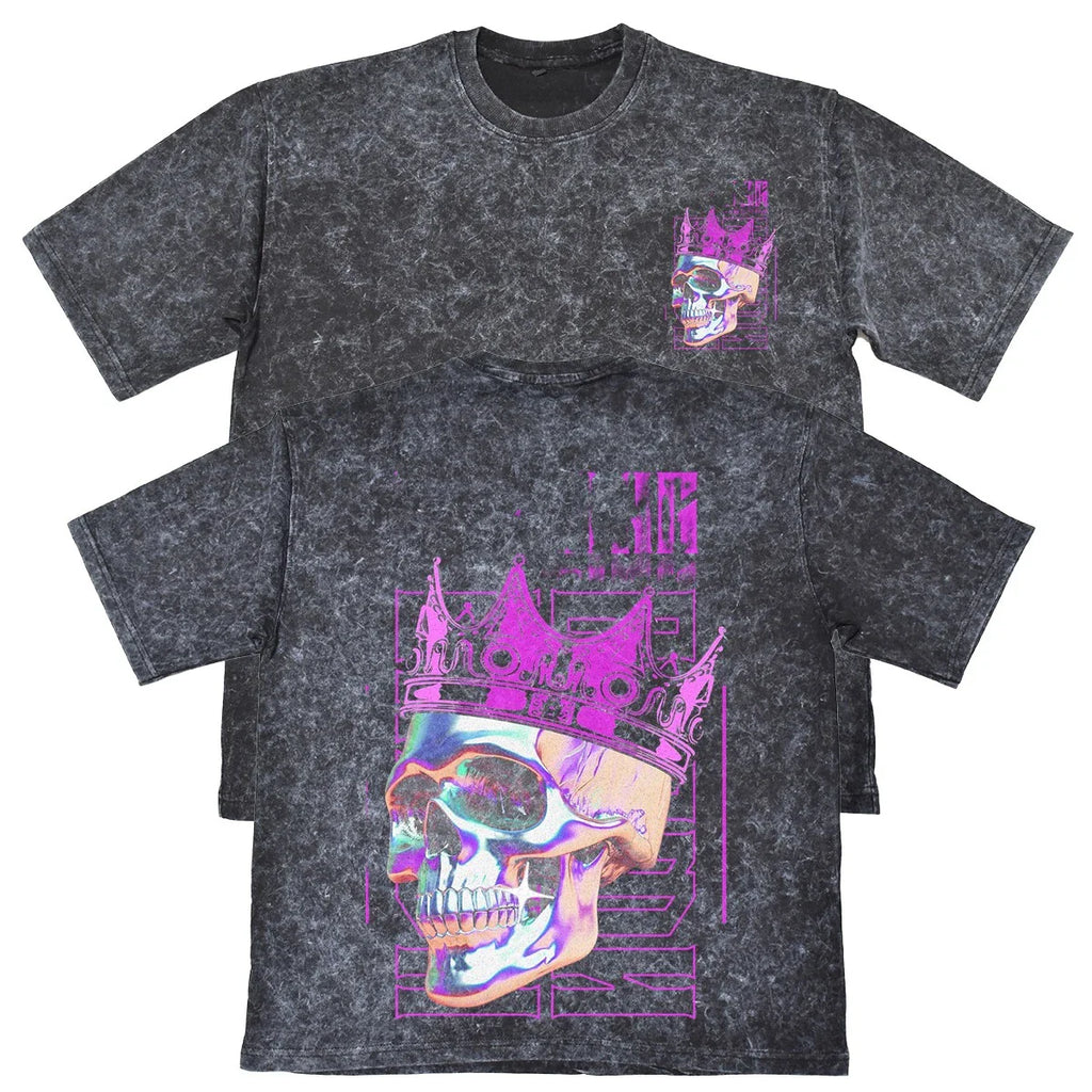 Iridescent Skull Crown Unisex Mens Carbon Grey 240gsm French Terry T-Shirt Go... Unisex T-shirt, Sweatshirt, Hoodie, Long Sleeve Tee - T-Shirt, Sweatshirt, Hoodie