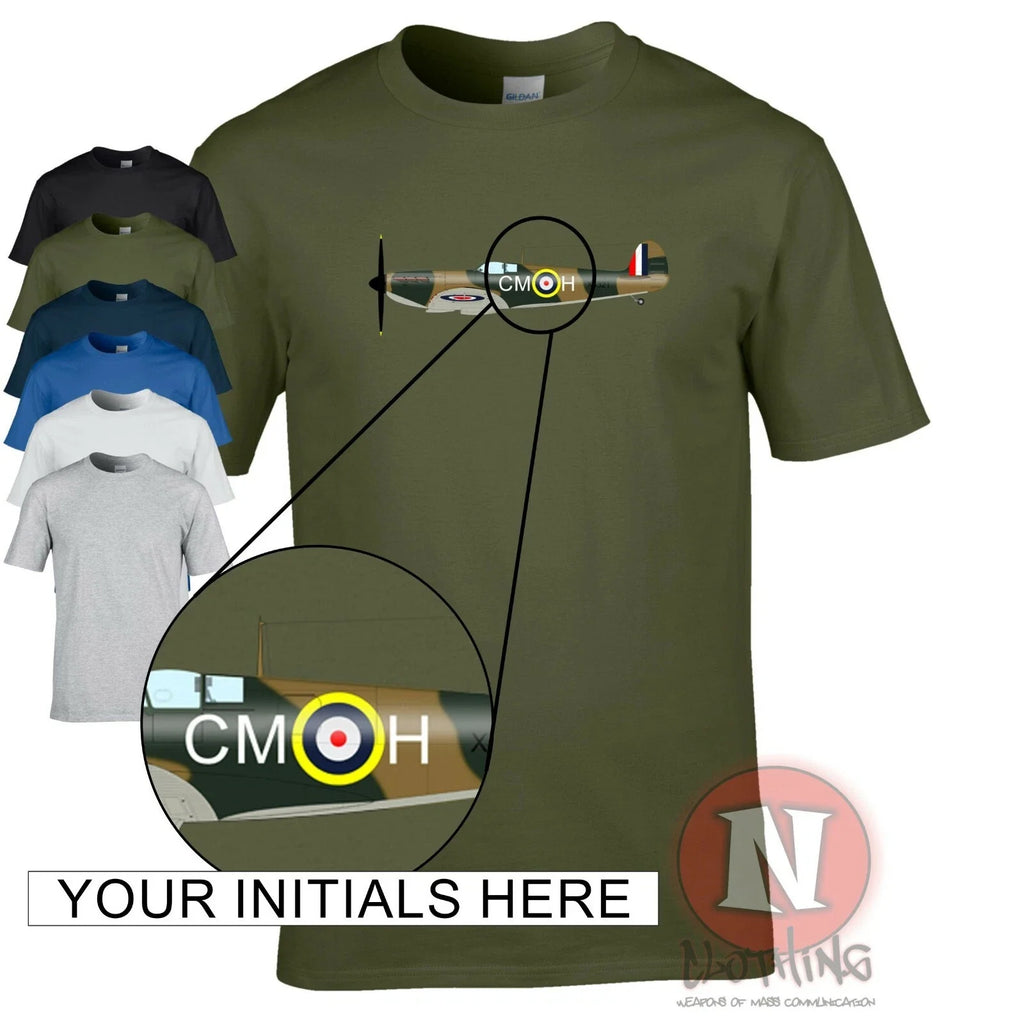 Personalised Spitfire t-shirt Mk1 Battle of Britian WW2 RAF - add your initials Unisex T-shirt, Sweatshirt, Hoodie, Long Sleeve Tee - T-Shirt, Sweatshirt, Hoodie