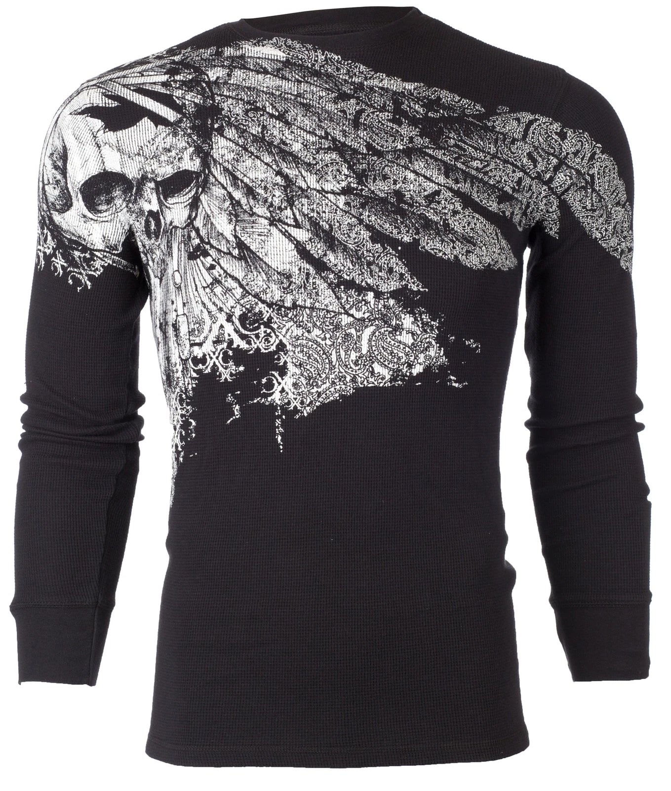 Xtreme Couture by Affliction Men's Thermal Shirt ANTIQUATED Skull Biker Black Unisex T-shirt, Sweatshirt, Hoodie, Long Sleeve Tee - T-Shirt, Sweatshirt, Hoodie