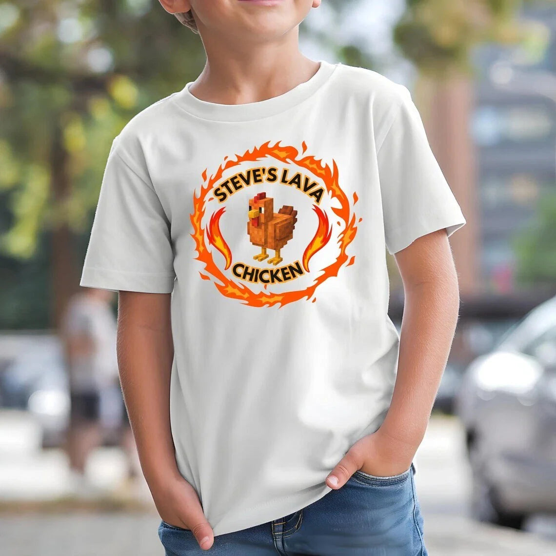 Steve's Lava Chicken Kids T-shirt - Trendy Shirt for Kids - Cotton Summer T-shir Unisex T-shirt, Sweatshirt, Hoodie, Long Sleeve Tee - T-Shirt, Sweatshirt, Hoodie
