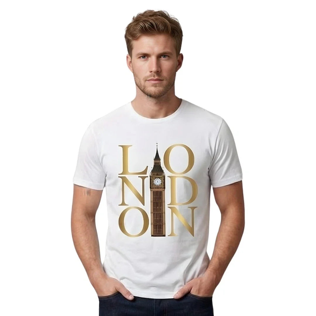 London Big Ben Gold Graphic T-Shirt Men's Urban British City Landmark Tee Unisex T-shirt, Sweatshirt, Hoodie, Long Sleeve Tee - T-Shirt, Sweatshirt, Hoodie