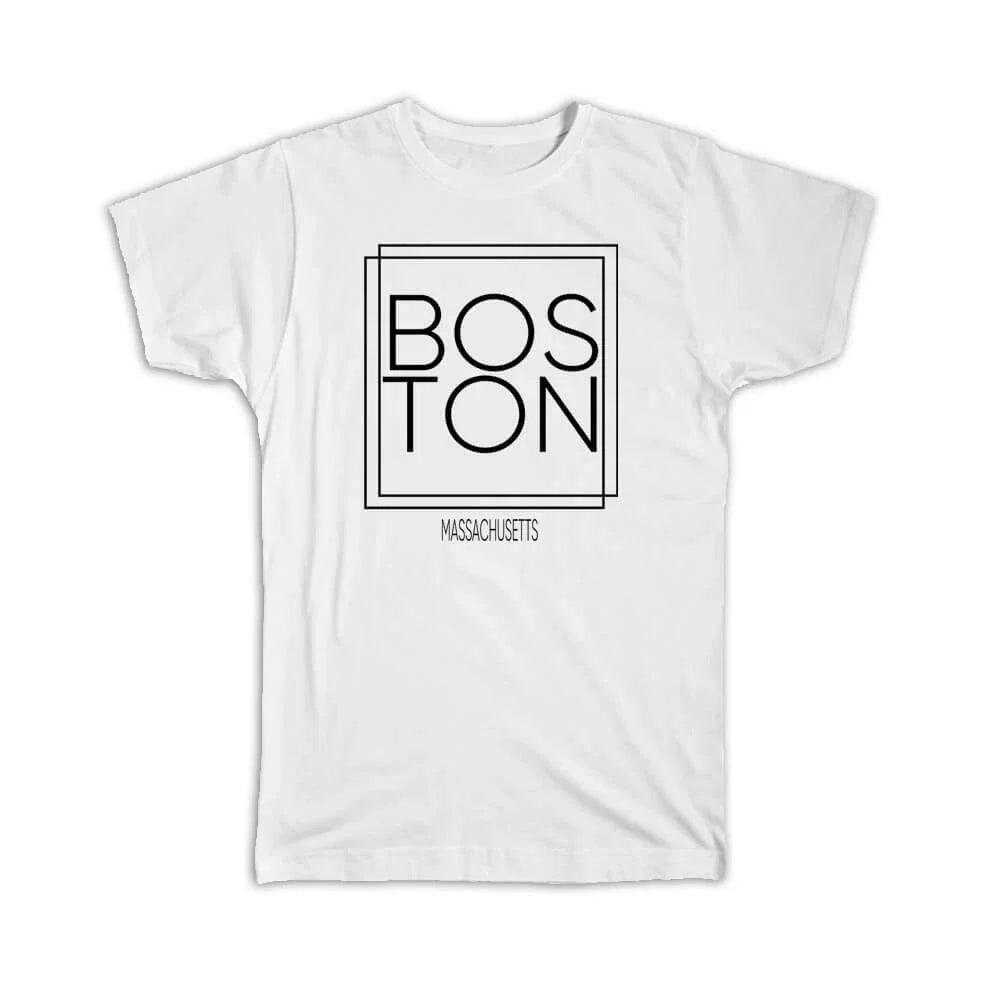 Gift T-Shirt : BOSTON Massachusetts Square Modern Minimalist Font Unisex T-shirt, Sweatshirt, Hoodie, Long Sleeve Tee - T-Shirt, Sweatshirt, Hoodie