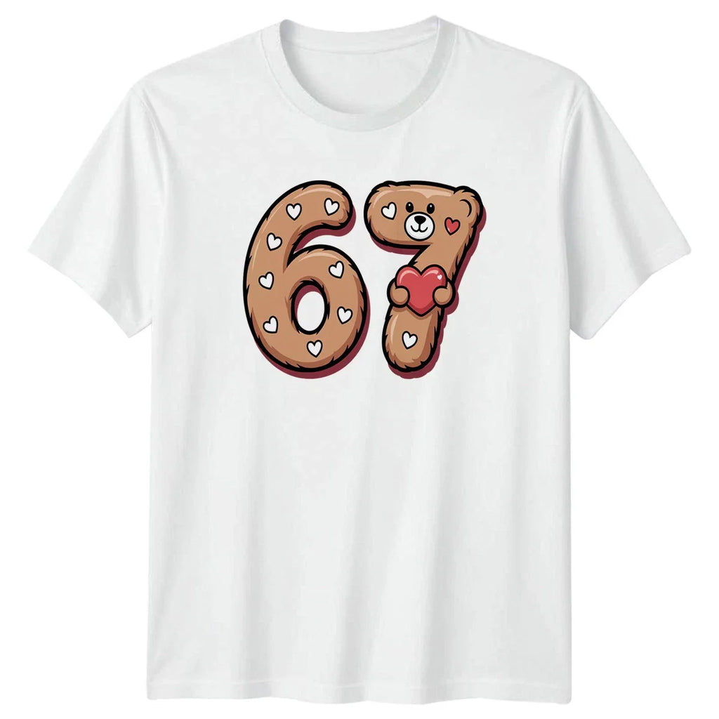 Celebrating My 67th Birthday Cute T-Shirt Teddy Bear Heart Milestone Unisex T-shirt, Sweatshirt, Hoodie, Long Sleeve Tee - T-Shirt, Sweatshirt, Hoodie