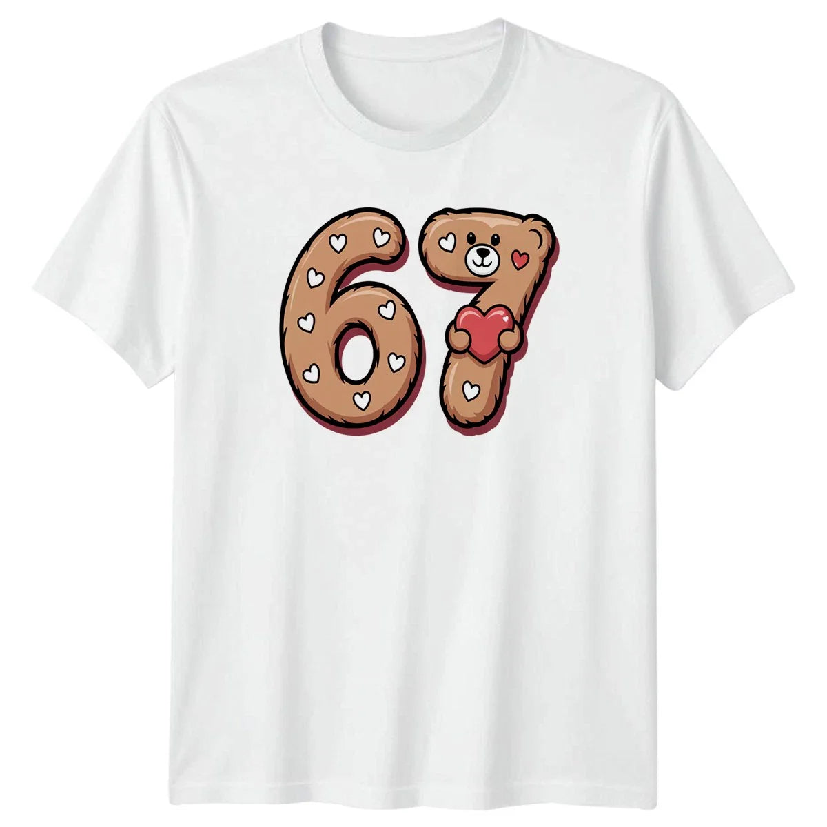 Celebrating My 67th Birthday Cute T-Shirt Teddy Bear Heart Milestone Unisex T-shirt, Sweatshirt, Hoodie, Long Sleeve Tee - T-Shirt, Sweatshirt, Hoodie