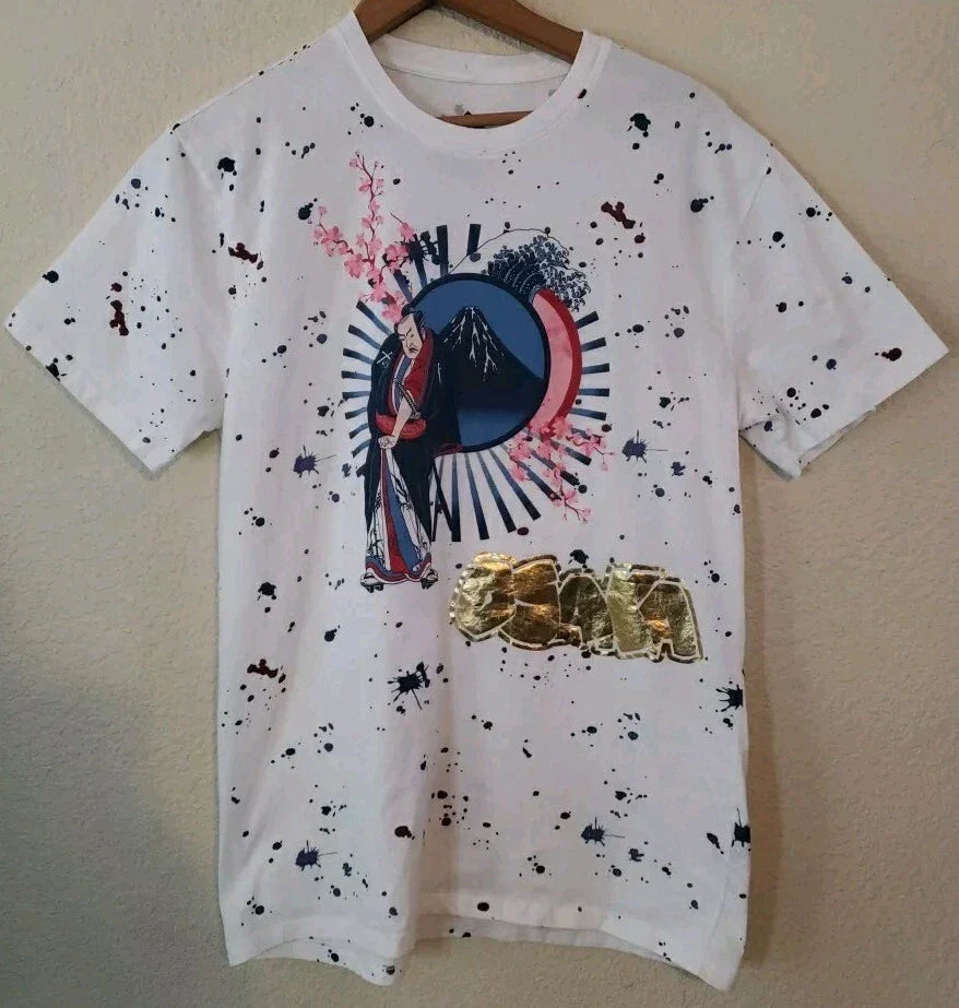 Original Gravity T Shirt JAPAN Osaka Size Medium SAMURAI Paint Splatter Artsy Unisex T-shirt, Sweatshirt, Hoodie, Long Sleeve Tee - T-Shirt, Sweatshirt, Hoodie