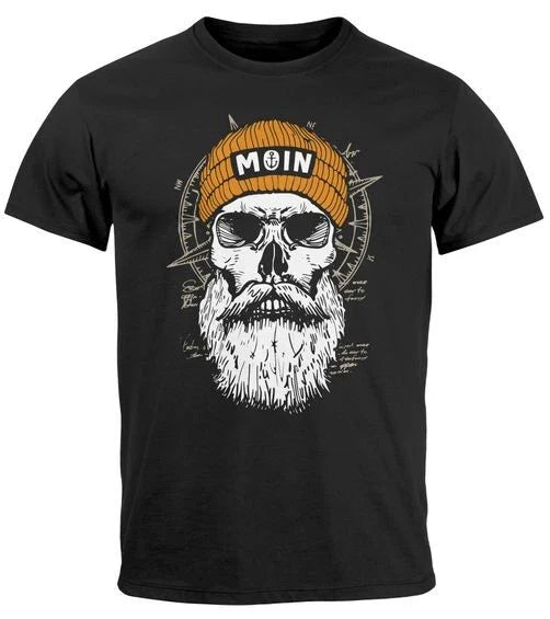 Men's T-Shirt Print Shirt Moin Skull Wind Rose Compass Skull Front Print Unisex T-shirt, Sweatshirt, Hoodie, Long Sleeve Tee - T-Shirt, Sweatshirt, Hoodie