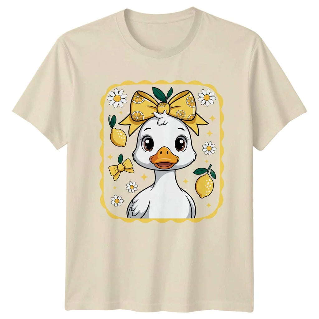Cute Duck Wearing Lemon Bow Womens T-Shirt Lemon Theme Birthday Unisex T-shirt, Sweatshirt, Hoodie, Long Sleeve Tee - T-Shirt, Sweatshirt, Hoodie