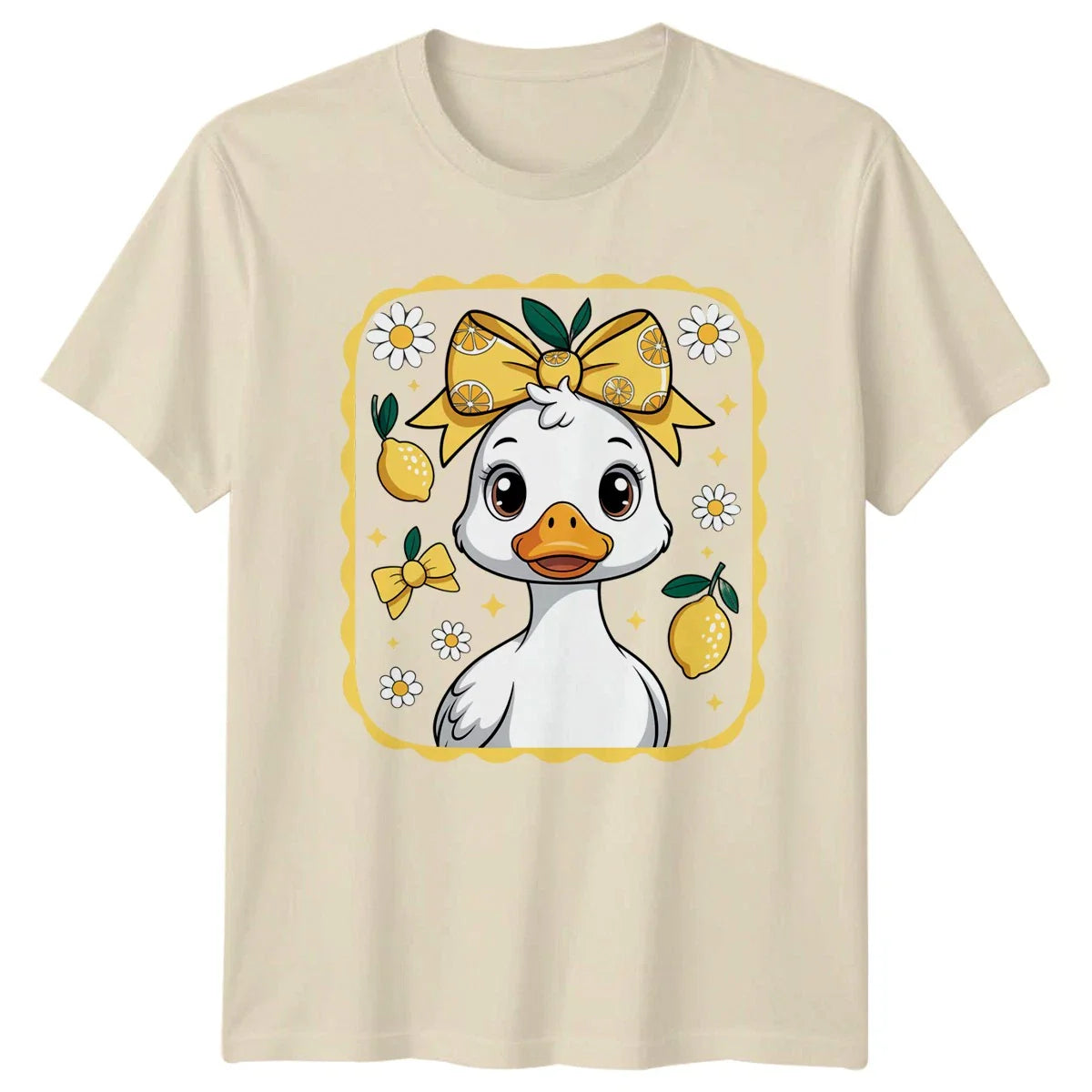 Cute Duck Wearing Lemon Bow Womens T-Shirt Lemon Theme Birthday Unisex T-shirt, Sweatshirt, Hoodie, Long Sleeve Tee - T-Shirt, Sweatshirt, Hoodie