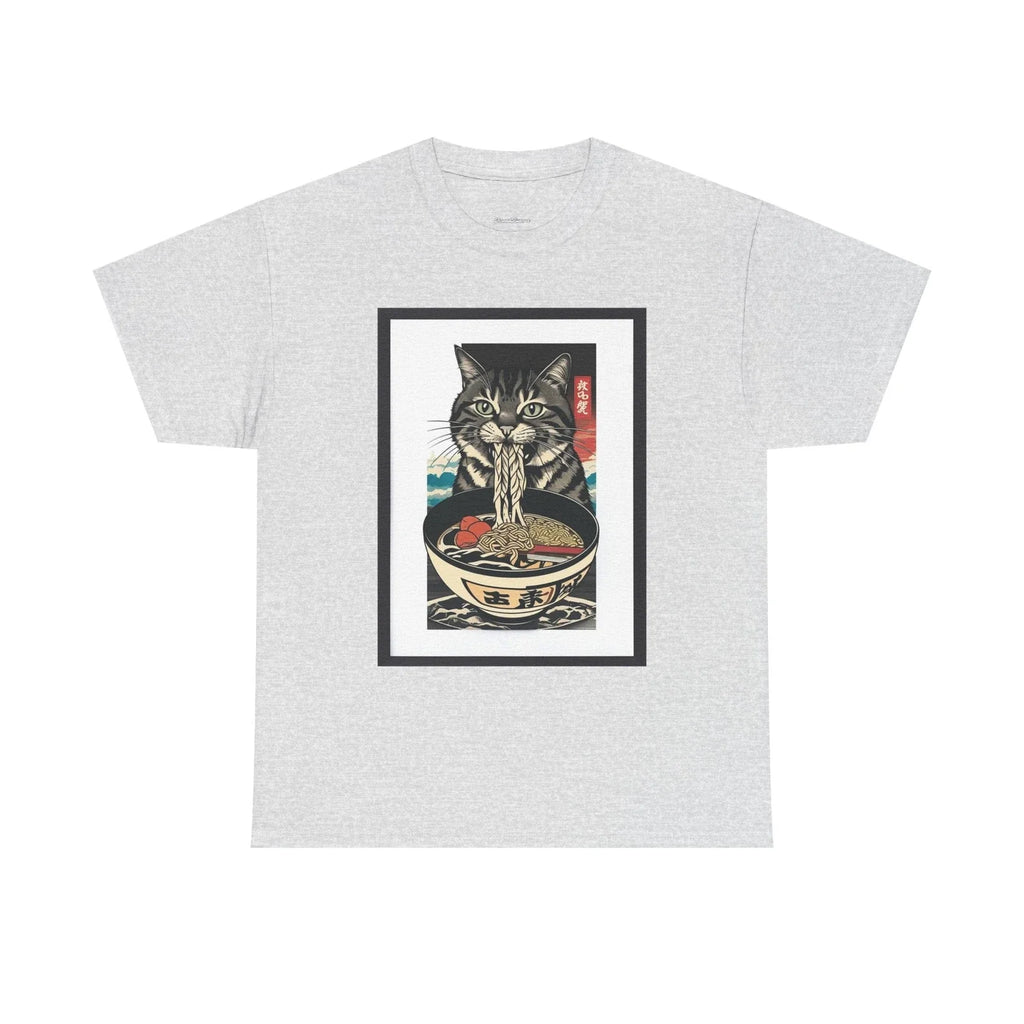 Vintage Cat Eating Ramen Graphic Tee, Funny Unisex T-Shirt for Cat Lovers, Cool Unisex T-shirt, Sweatshirt, Hoodie, Long Sleeve Tee - T-Shirt, Sweatshirt, Hoodie