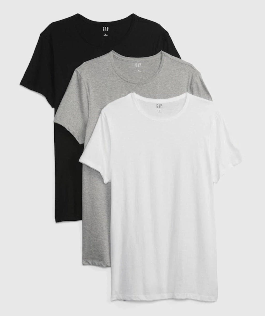 Gap Shirt Mens Large Black Gray White Cotton Crew 3 Pack Undershirt Classic NEW Unisex T-shirt, Sweatshirt, Hoodie, Long Sleeve Tee - T-Shirt, Sweatshirt, Hoodie