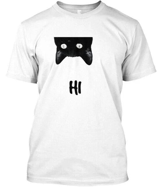 Cool Funny Cat , Black - Hi T-Shirt Made in the USA Size S to 5XL Unisex T-shirt, Sweatshirt, Hoodie, Long Sleeve Tee - T-Shirt, Sweatshirt, Hoodie