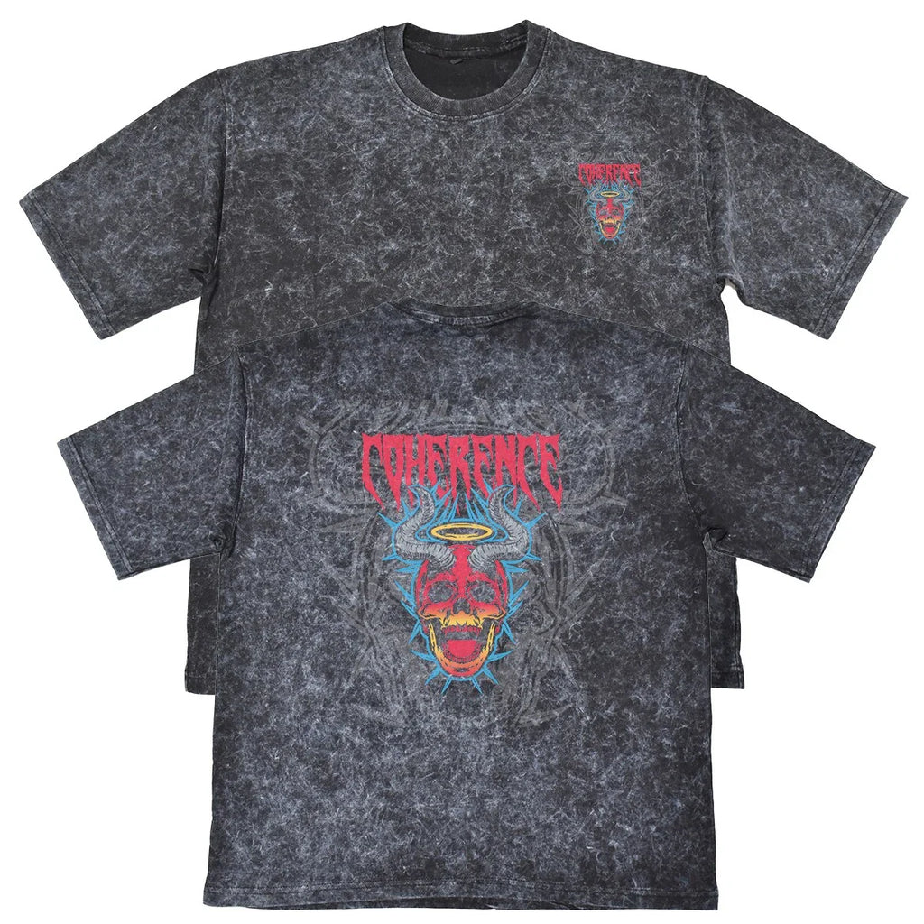 Coherence Unisex Mens Carbon Grey 240gsm French Terry Acid Wash T-Shirt Unisex T-shirt, Sweatshirt, Hoodie, Long Sleeve Tee - T-Shirt, Sweatshirt, Hoodie