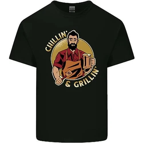 Chillin & Grillin Funny BBQ Beer Camping Mens Cotton T-Shirt Tee Top Unisex T-shirt, Sweatshirt, Hoodie, Long Sleeve Tee - T-Shirt, Sweatshirt, Hoodie