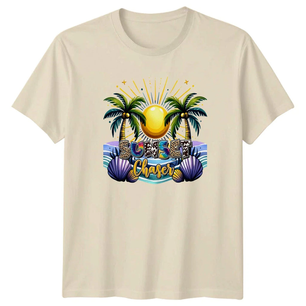 Sunset Chaser Womens T-Shirt Tropical Aesthetic Beach Travel Summer Vacation Unisex T-shirt, Sweatshirt, Hoodie, Long Sleeve Tee - T-Shirt, Sweatshirt, Hoodie