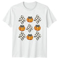 Aesthetic Ghost And Pumpkin Checkerboard Womens T-Shirt Cute Spooky Unisex T-shirt, Sweatshirt, Hoodie, Long Sleeve Tee - T-Shirt, Sweatshirt, Hoodie