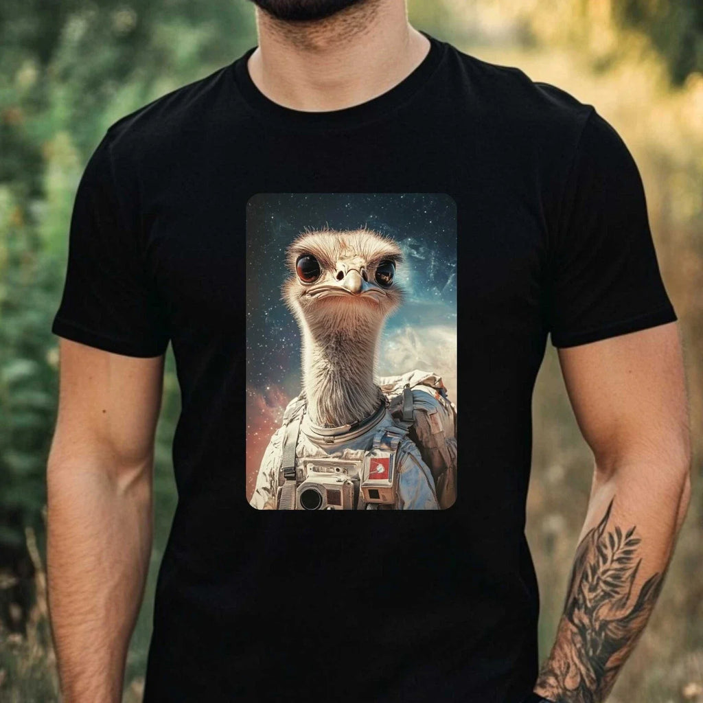 Men's Ostrich as Astronaut Motif Cotton T-Shirt Size XS to 5XL Unisex T-shirt, Sweatshirt, Hoodie, Long Sleeve Tee - T-Shirt, Sweatshirt, Hoodie