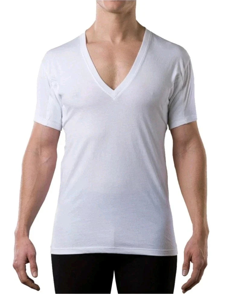 2 Mens Sweatproof Undershirt with Sweat Pads Cotton Deep V Neck White Medium TWO Unisex T-shirt, Sweatshirt, Hoodie, Long Sleeve Tee - T-Shirt, Sweatshirt, Hoodie