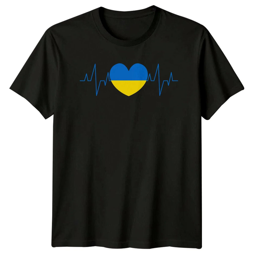 Ukraine Heartbeat Flag Patriotism Mens T-Shirt Ladies Graphic Tee Unisex Unisex T-shirt, Sweatshirt, Hoodie, Long Sleeve Tee - T-Shirt, Sweatshirt, Hoodie