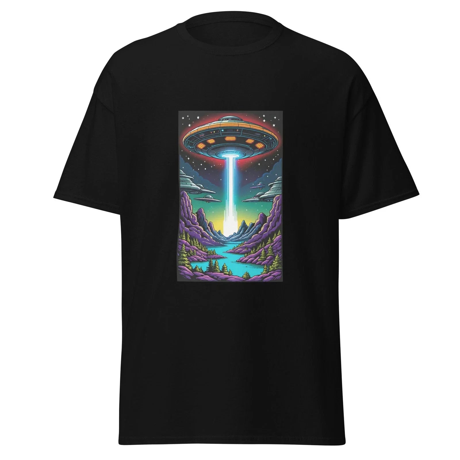 UFO Canyon Encounter T-Shirt UAP Sci-Fi Flying Saucers Unisex T-shirt, Sweatshirt, Hoodie, Long Sleeve Tee - T-Shirt, Sweatshirt, Hoodie