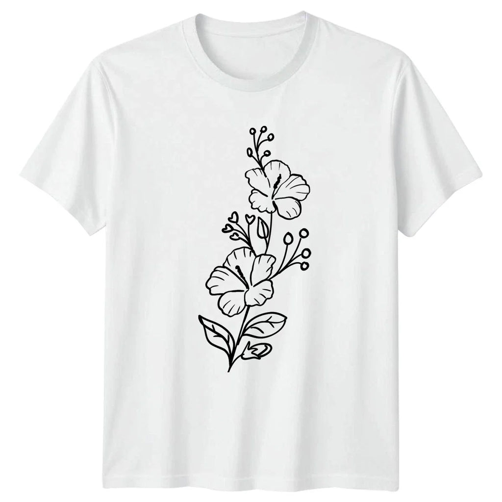 Botanical Flower Sketch Nature Art T-Shirt Botanical Floral Birthday Gift Unisex T-shirt, Sweatshirt, Hoodie, Long Sleeve Tee - T-Shirt, Sweatshirt, Hoodie
