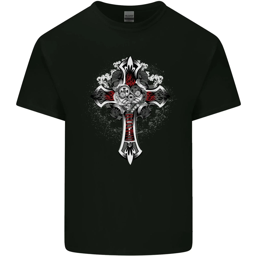 Steampunk Cross Gothic Heavy Metal Biker Mens Cotton T-Shirt Tee Top Unisex T-shirt, Sweatshirt, Hoodie, Long Sleeve Tee - T-Shirt, Sweatshirt, Hoodie