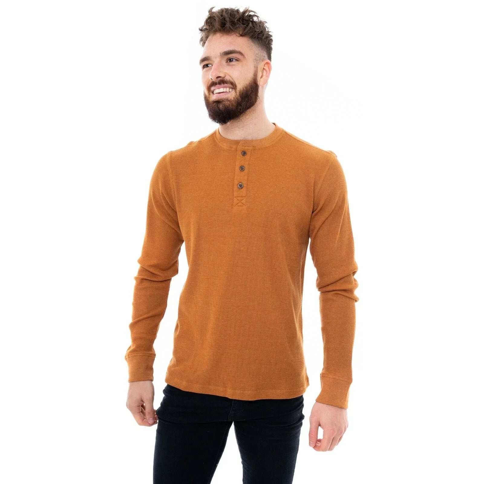 River Road Mens Henley Jumper Top T-Shirt Thermal Plain Grandad Neck Waffle Knit Unisex T-shirt, Sweatshirt, Hoodie, Long Sleeve Tee - T-Shirt, Sweatshirt, Hoodie