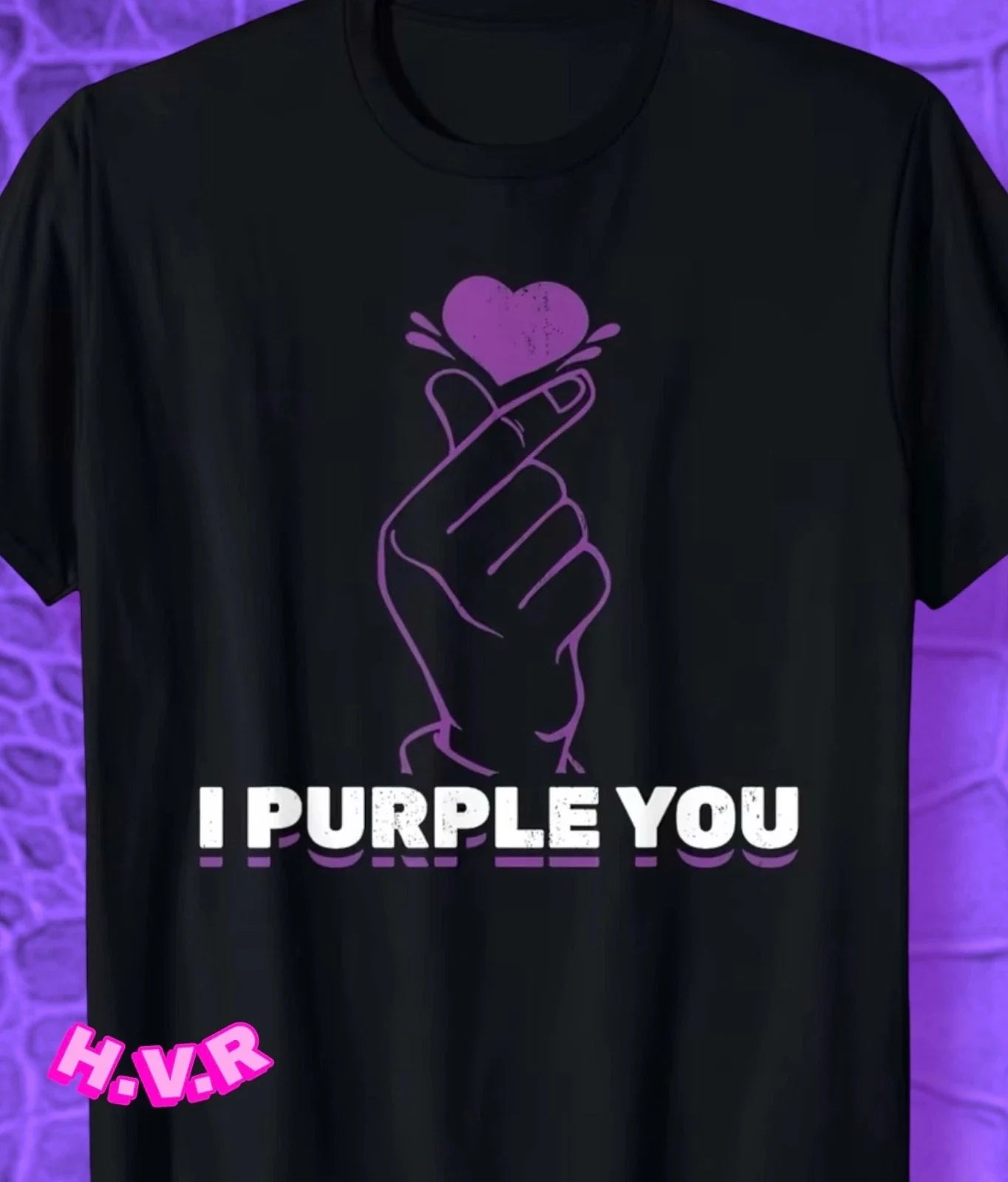 I Love You Purple K-pop Hand Gesture | Street Style, T-Shirt Size 2XL... Unisex T-shirt, Sweatshirt, Hoodie, Long Sleeve Tee - T-Shirt, Sweatshirt, Hoodie