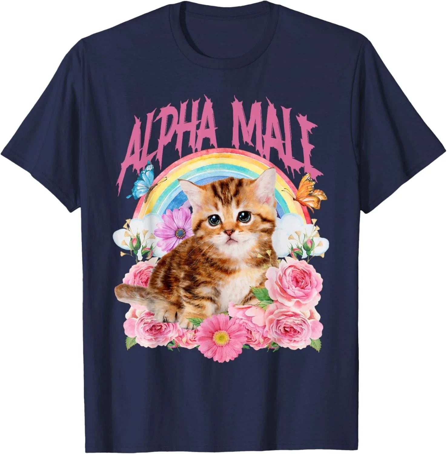 Alpha Male Funny Cat Kitten Rainbow Floral Unisex T-Shirt Unisex T-shirt, Sweatshirt, Hoodie, Long Sleeve Tee - T-Shirt, Sweatshirt, Hoodie