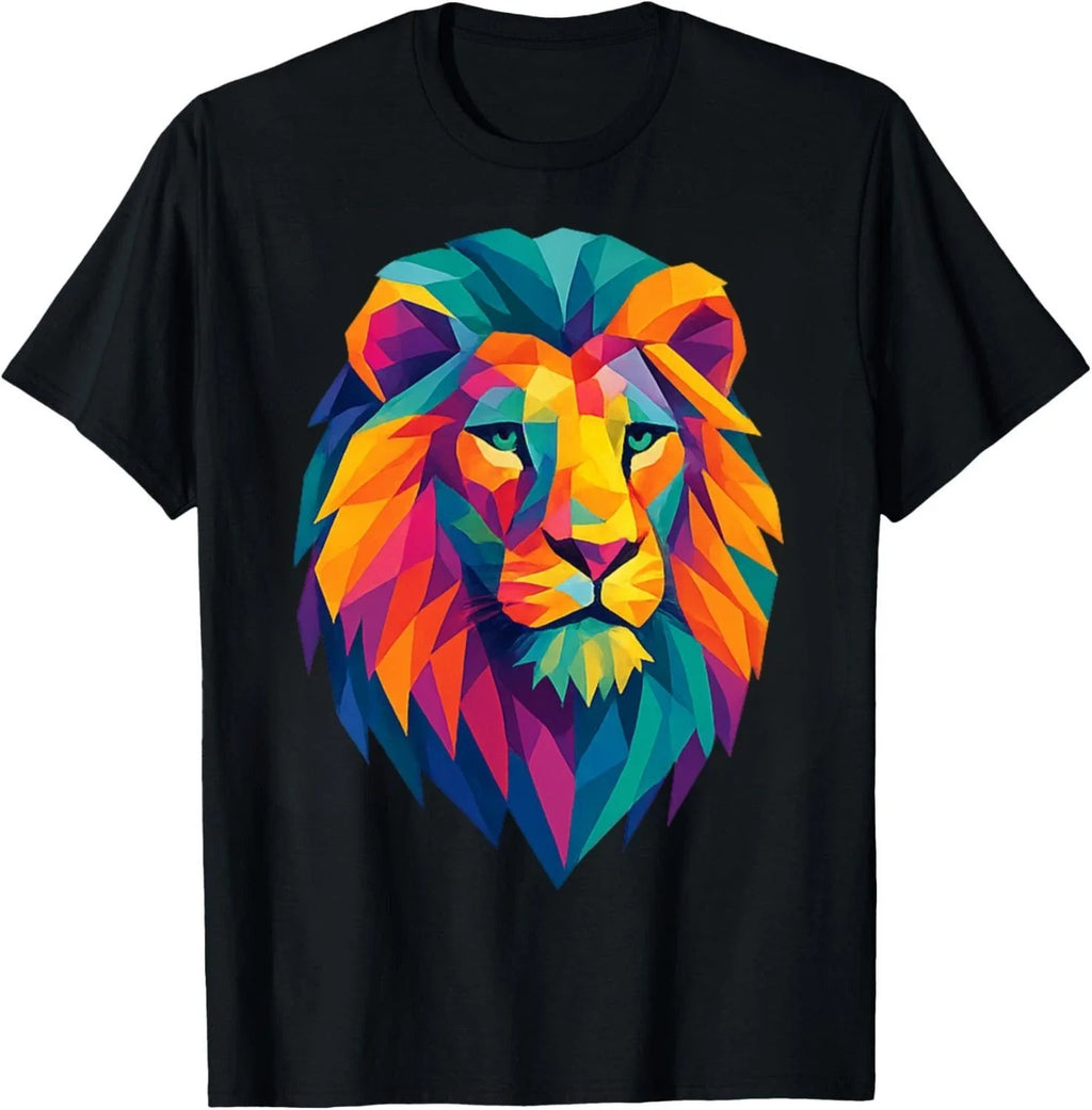 Colorful Geometric Lion Head T-ShirtBold Vibrant Art Design Gift Unisex T-Shirt Unisex T-shirt, Sweatshirt, Hoodie, Long Sleeve Tee - T-Shirt, Sweatshirt, Hoodie