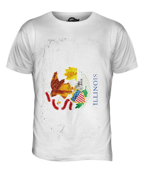 STATE ILLINOIS GRUNGE FLAG MENS T SHIRT TEE SHIRT XS S M L XL 2XL 3XL Unisex T-shirt, Sweatshirt, Hoodie, Long Sleeve Tee - T-Shirt, Sweatshirt, Hoodie