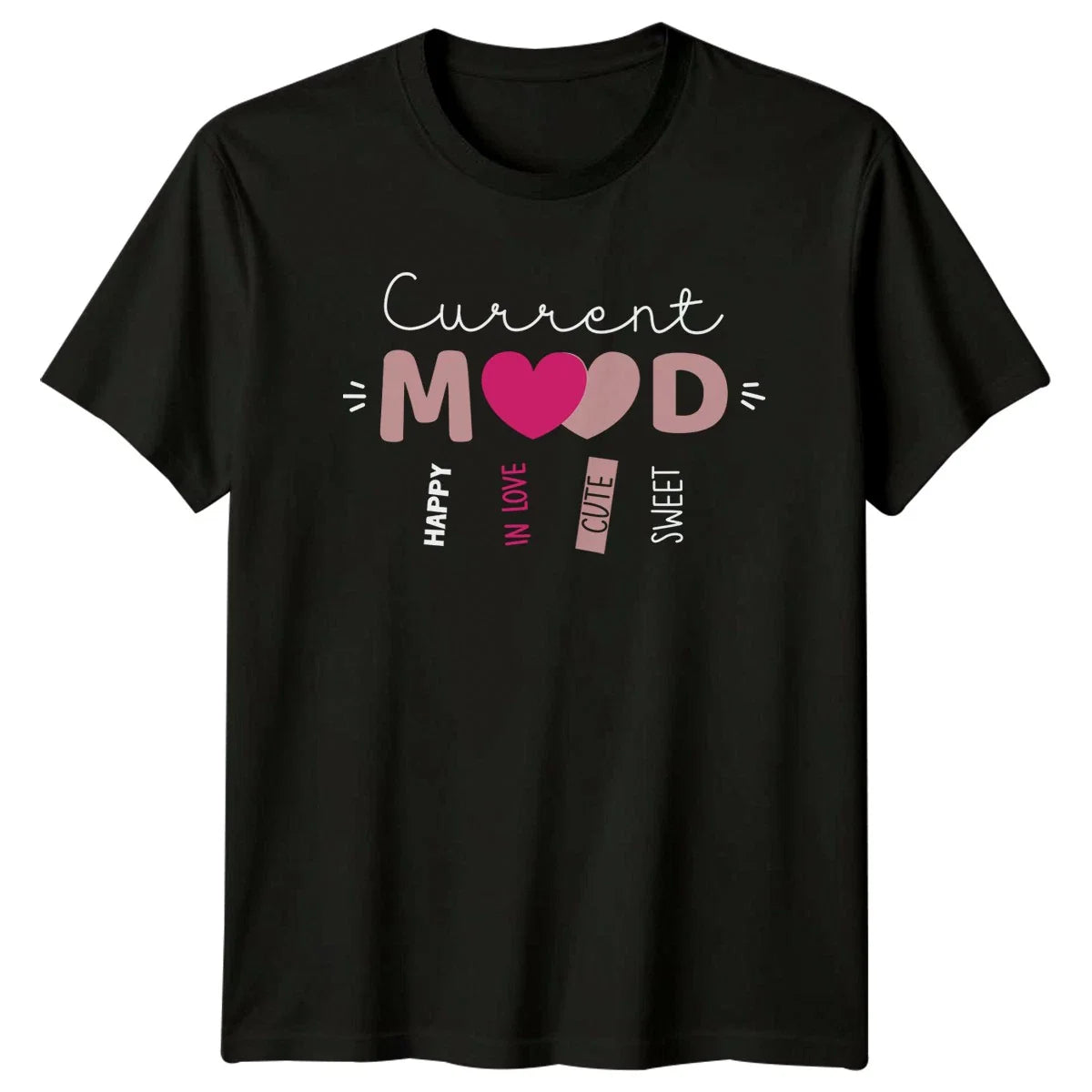 Current Mood Happy In Love Womens T-Shirt Aesthetic Valentines Day Gift Unisex T-shirt, Sweatshirt, Hoodie, Long Sleeve Tee - T-Shirt, Sweatshirt, Hoodie